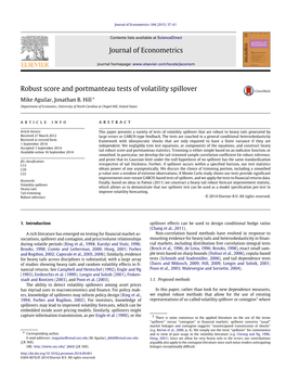 Robust Score and Portmanteau Tests of Volatility Spillover Mike Aguilar, Jonathan B