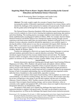 Inquiring Minds Want to Know: Inquiry-Based Learning in the General Education and Inclusion Science Classroom