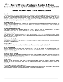 Denver Broncos Head Coach Mike Shanahan