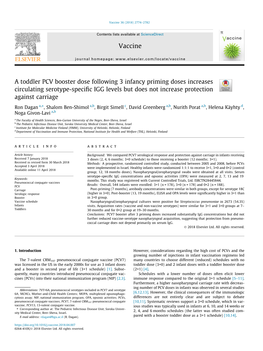 A Toddler PCV Booster Dose Following 3 Infancy Priming Doses Increases