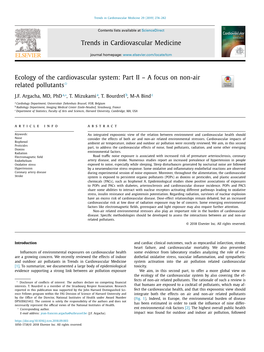 Ecology of the Cardiovascular System: Part II –A Focus on Non-Air R Related Pollutants