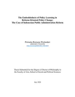 The Case of Indonesian Public Administration Reform Prim