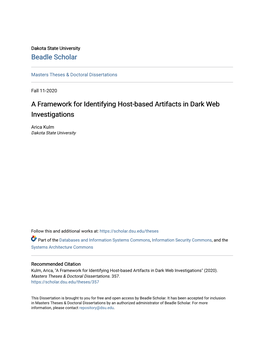 A Framework for Identifying Host-Based Artifacts in Dark Web Investigations