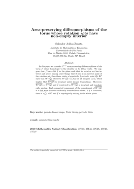 Area-Preserving Diffeomorphisms of the Torus Whose Rotation Sets Have