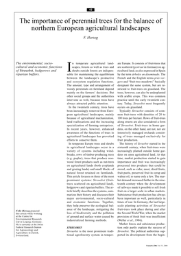 The Importance of Perennial Trees for the Balance of Northern European Agricultural Landscapes