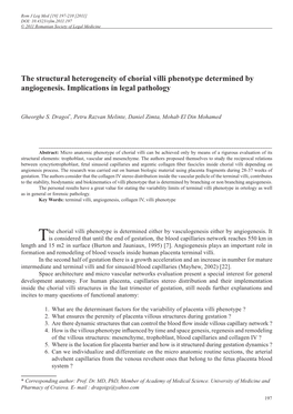 The Structural Heterogeneity of Chorial Villi Phenotype Determined by Angiogenesis