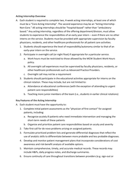 Acting Internship Overview A. Each Student Is Required to Complete Two, 4-Week Acting Internships, at Least One of Which Must Be a “Core Acting Internship”