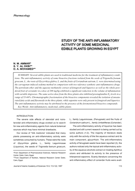 Study of the Anti-Inflammatory Activity