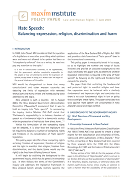 Hate Speech: Balancing Expresssion, Religion, Discrimination and Harm