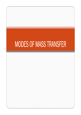 Modes of Mass Transfer Chapter Objectives