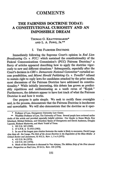 The Fairness Doctrine Today: a Constitutional Curiosity and an Impossible Dream