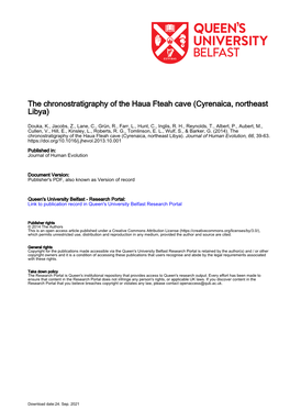 The Chronostratigraphy of the Haua Fteah Cave (Cyrenaica, Northeast Libya)