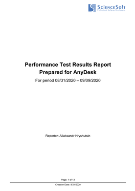 Test Result Report for Anydesk