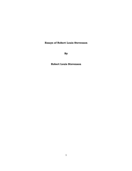 Essays of Robert Louis Stevenson by Robert Louis