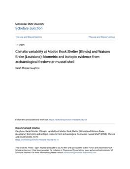 Climatic Variability at Modoc Rock Shelter (Illinois) and Watson Brake (Louisiana): Biometric and Isotopic Evidence from Archaeological Freshwater Mussel Shell