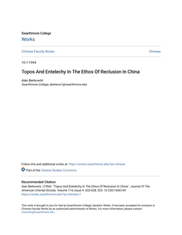 Topos and Entelechy in the Ethos of Reclusion in China