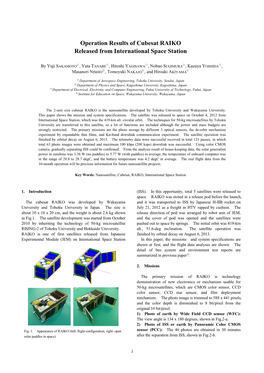 Operation Results of Cubesat RAIKO Released from International Space Station