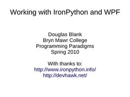 Working with Ironpython and WPF