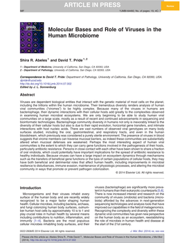 Molecular Bases and Role of Viruses in the Human Microbiome