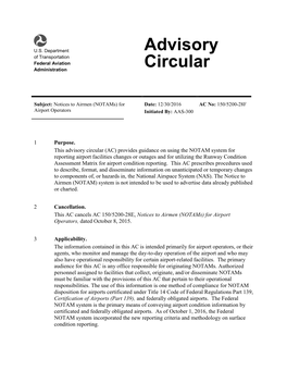 AC 150/5200-28F, Notices to Airmen (Notams) for Airport Operators, 30 December 2016