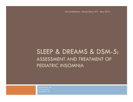 Sleep & Dreams & Dsm-5