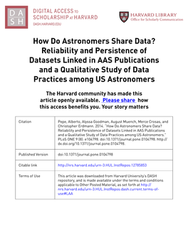 How Do Astronomers Share Data? Reliability and Persistence of Datasets Linked in AAS Publications and a Qualitative Study of Data Practices Among US Astronomers