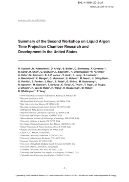 Summary of the Second Workshop on Liquid Argon Time Projection Chamber Research and Development in the United States