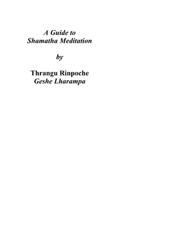 A Guide to Shamatha Meditation