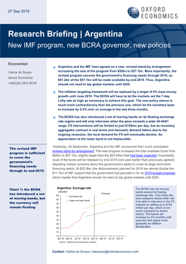 New IMF Program, New BCRA Governor, New Policies