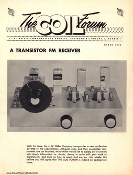 J. W. Miller Company the Coil Forum March 1960