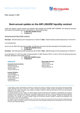 Semi-Annual Update on the AIR LIQUIDE Liquidity Contract