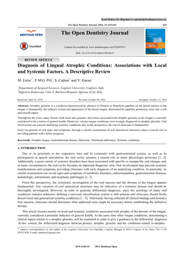 Diagnosis of Lingual Atrophic Conditions: Associations with Local and Systemic Factors