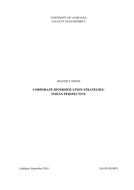 Corporate Diversification Strategies: Indian Perspective