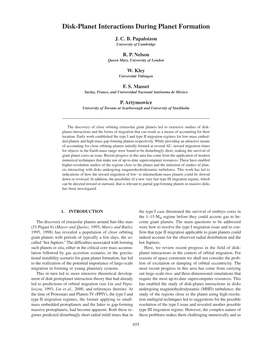 Disk-Planet Interactions During Planet Formation 655