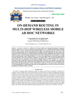On-Demand Routing in Multi-Hop Wireless Mobile Ad Hoc Networks