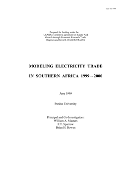 Modeling Electricity Trade in Southern Africa 1999 ~ 2000