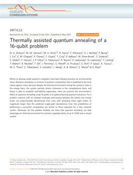 Thermally Assisted Quantum Annealing of a 16-Qubit Problem