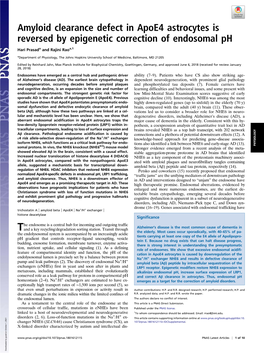 Amyloid Clearance Defect in Apoe4 Astrocytes Is Reversed by Epigenetic Correction of Endosomal Ph