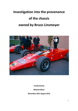 Investigation Into the Provenance of the Chassis Owned by Bruce Linsmeyer
