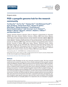 A Pangolin Genome Hub for the Research Community