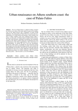 Urban Renaissance on Athens Southern Coast: the Case of Palaio Faliro