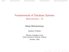 Fundamentals of Database Systems [Normalization – II]