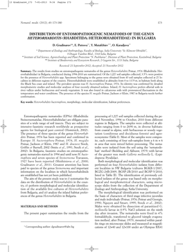 Distribution of Entomopathogenic Nematodes of the Genus Heterorhabditis (Rhabditida: Heterorhabditidae) in Bulgaria