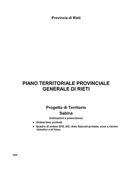 Piano Territoriale Provinciale Generale Di Rieti