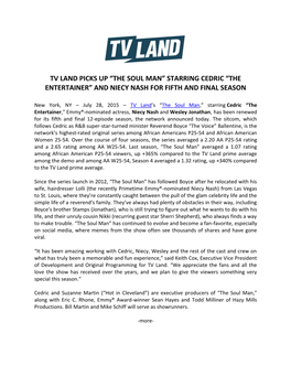 Tv Land Picks up “The Soul Man” Starring Cedric “The Entertainer” and Niecy Nash for Fifth and Final Season