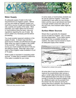 Water Supply Surface Water Sources