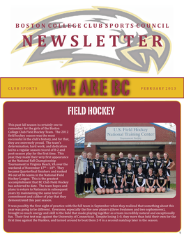 Winter Newsletter 2013