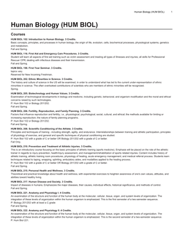 Human Biology (HUM BIOL) 1