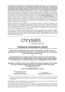 Chrysalis Investments Limited