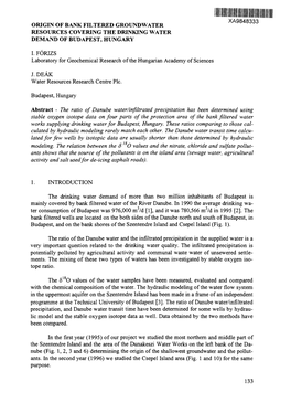 Origin of Bank Filtered Groundwater Resources Covering the Drinking Water Demand of Budapest, Hungary
